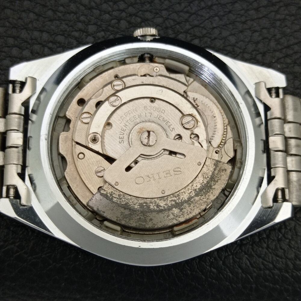 Vintage 1992 Seiko Automatic Mens Silver Watch W/daydate & Green accents - Picture 9 of 10